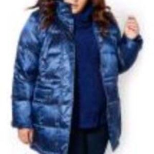 COAT, DOWN BLEND, DARK DENIM, SIZE 5X, FOR COLD DAYS, WIND & WATER REPELLENT,